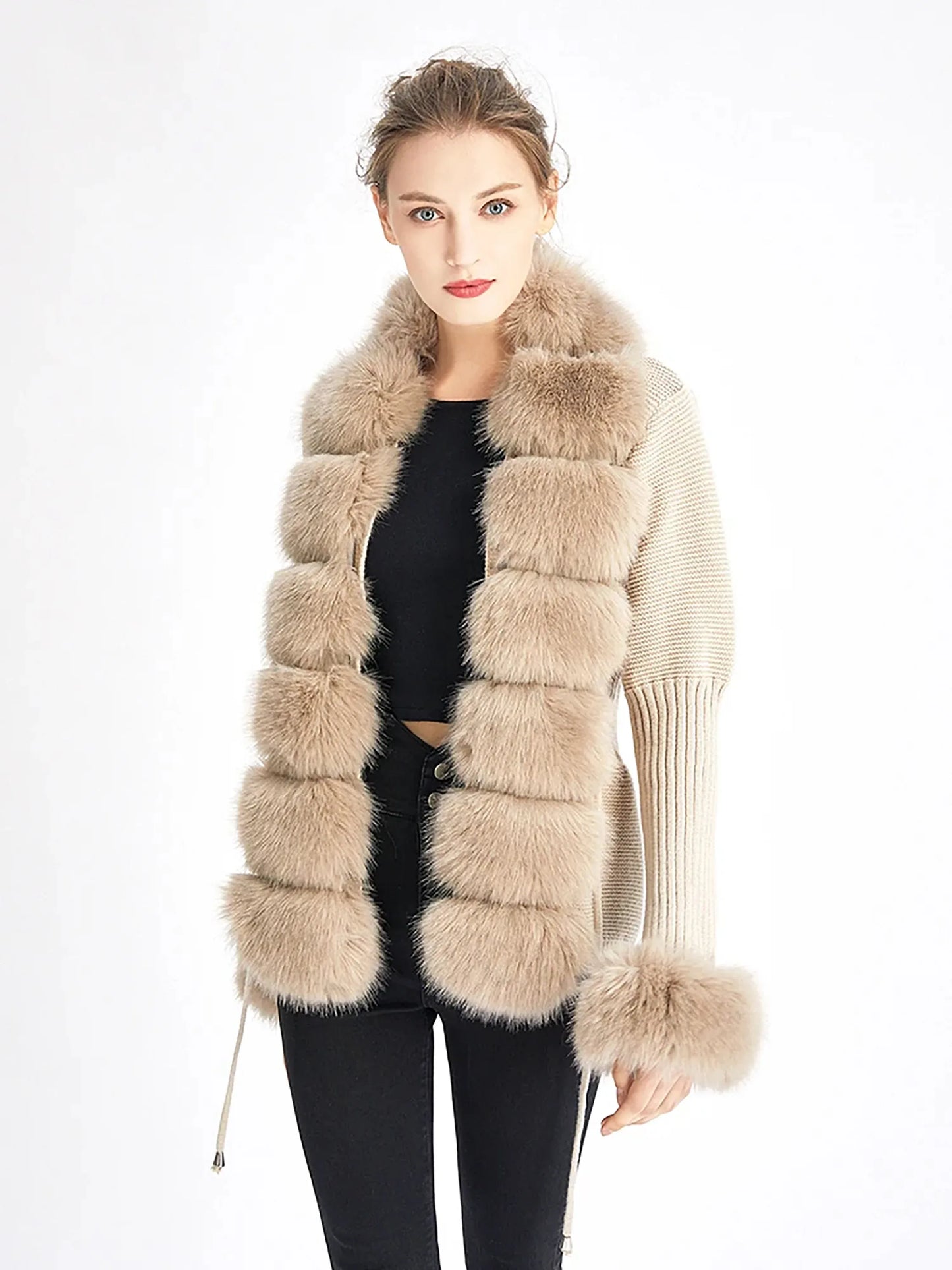 eleganter-damen-kunstfell-cardigan-flauschiger-strickmantel-mit-abnehmbarem-kragen-fur-herbst-and-winter-cardigan-jlr-design-18 - JLR Design