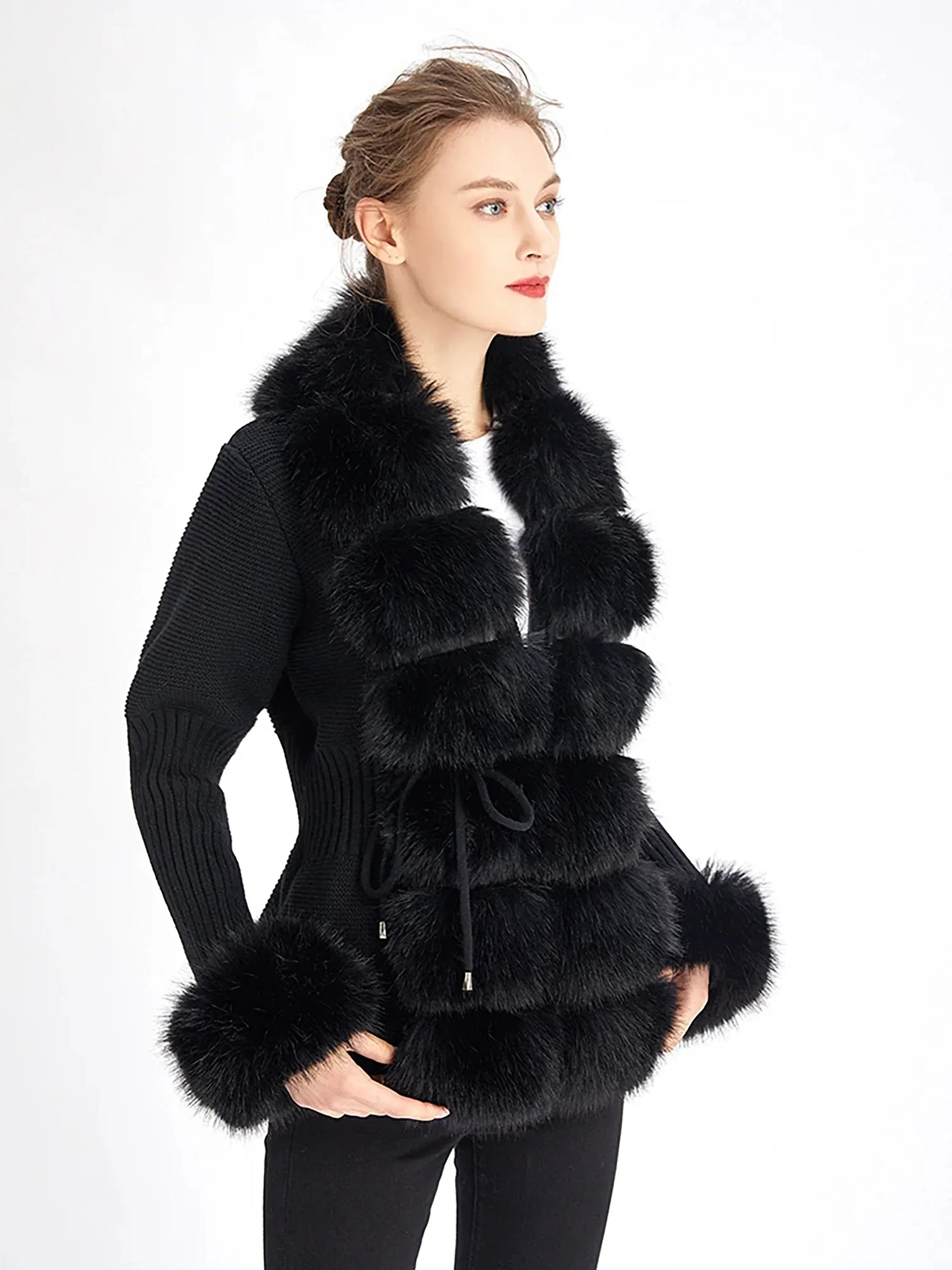 eleganter-damen-kunstfell-cardigan-flauschiger-strickmantel-mit-abnehmbarem-kragen-fur-herbst-and-winter-cardigan-jlr-design-20 - JLR Design