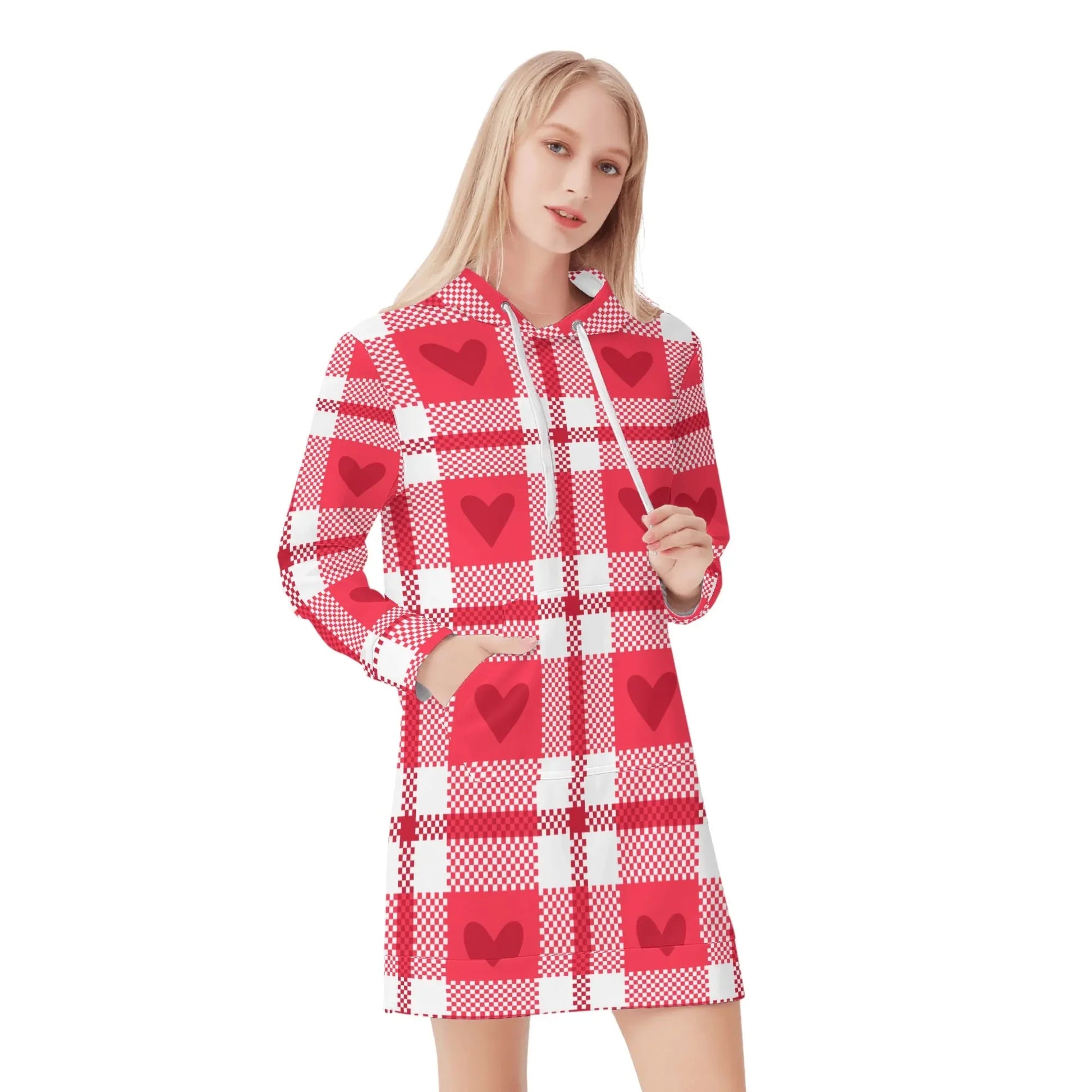 flanell-hearts-damen-hoodiekleid-warmes-velvet-kapuzenkleid-aus-weichem-samt-fleece-hoodiekleid-jlr-design-1 - JLR Design