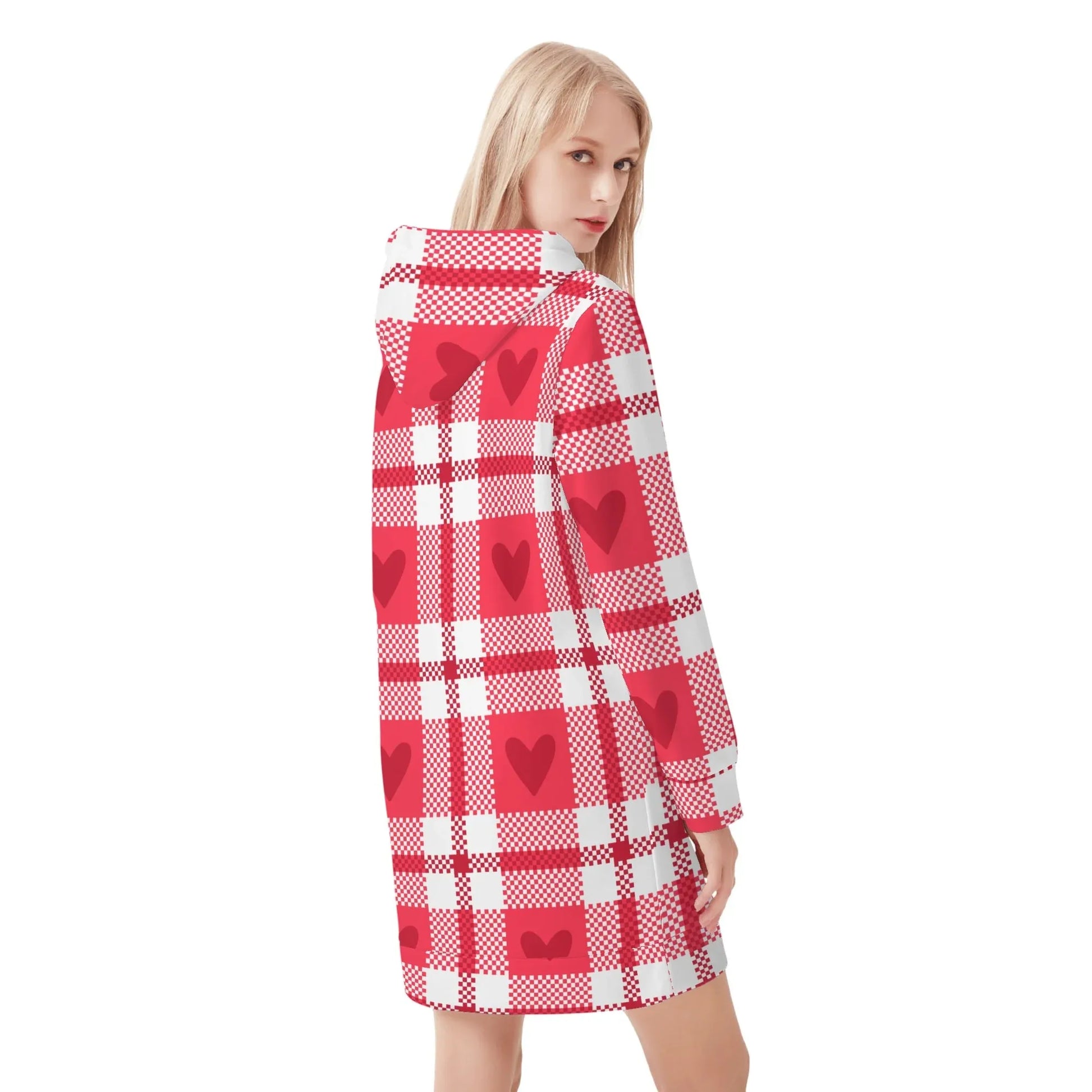 flanell-hearts-damen-hoodiekleid-warmes-velvet-kapuzenkleid-aus-weichem-samt-fleece-hoodiekleid-jlr-design-2 - JLR Design