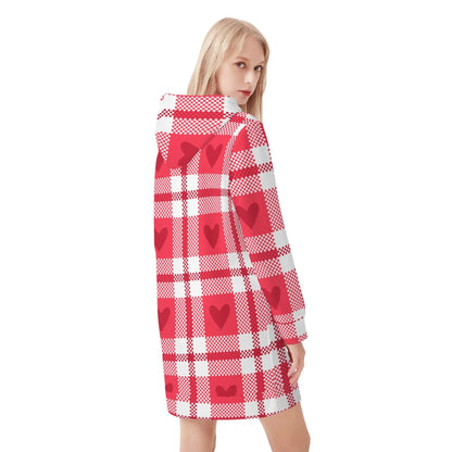 flanell-hearts-damen-hoodiekleid-warmes-velvet-kapuzenkleid-aus-weichem-samt-fleece-hoodiekleid-jlr-design-2 - JLR Design