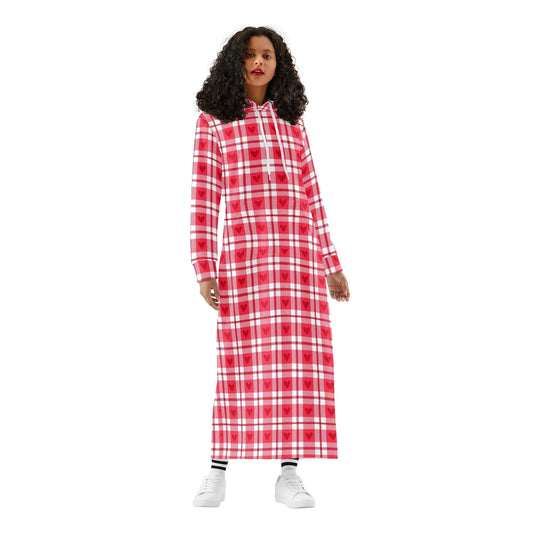 flanell-herzchen-damen-maxi-hoodiekleid-knochellanges-kapuzenkleid-aus-weich-angerautem-fleece-hoodiekleid-jlr-design-1 - JLR Design
