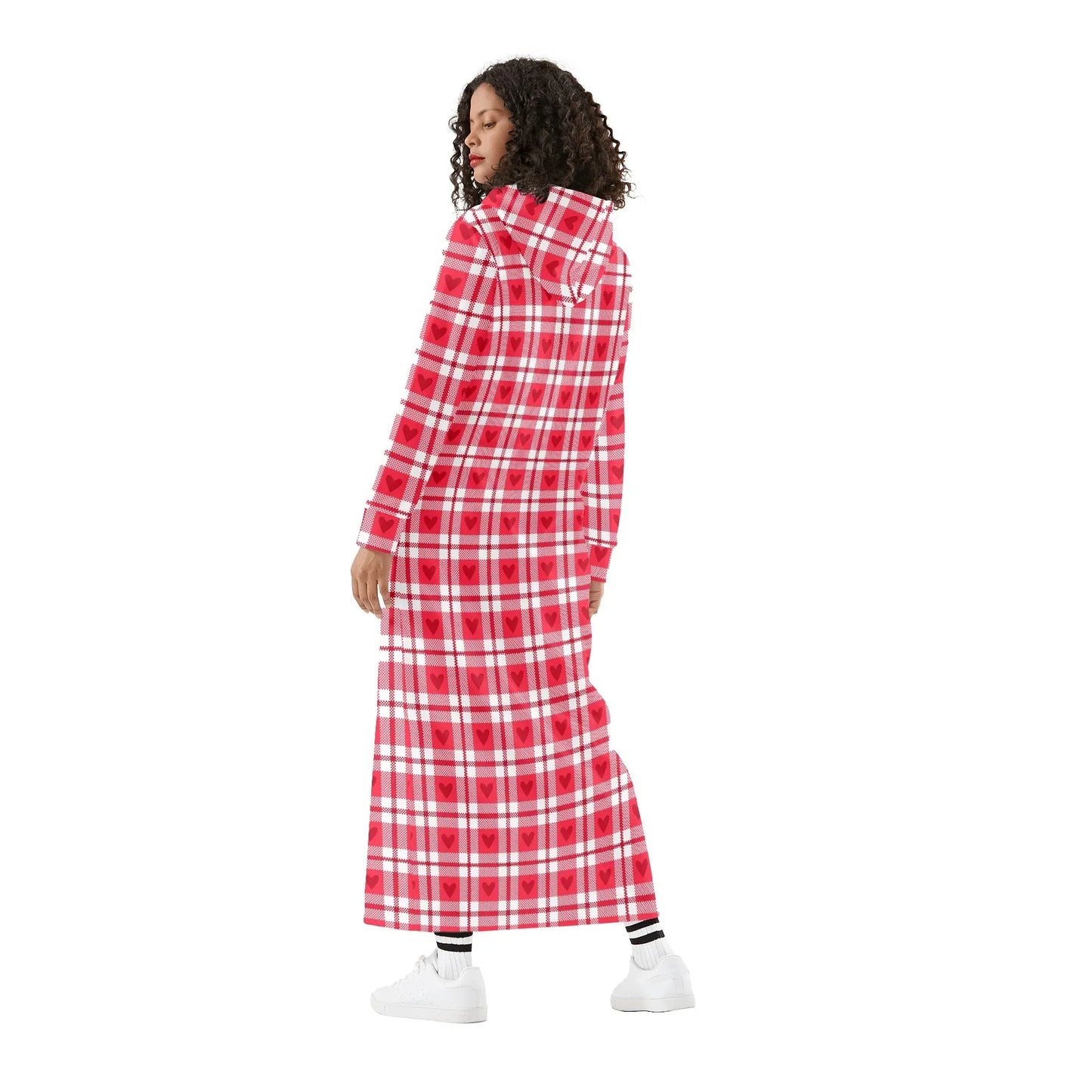 flanell-herzchen-damen-maxi-hoodiekleid-knochellanges-kapuzenkleid-aus-weich-angerautem-fleece-hoodiekleid-jlr-design-2 - JLR Design