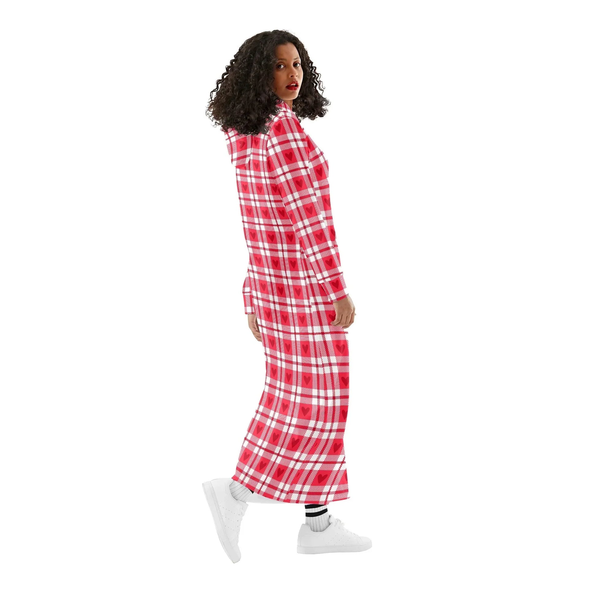flanell-herzchen-damen-maxi-hoodiekleid-knochellanges-kapuzenkleid-aus-weich-angerautem-fleece-hoodiekleid-jlr-design-3 - JLR Design
