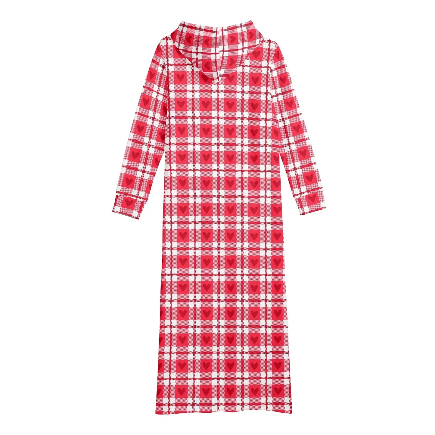 flanell-herzchen-damen-maxi-hoodiekleid-knochellanges-kapuzenkleid-aus-weich-angerautem-fleece-hoodiekleid-jlr-design-5 - JLR Design