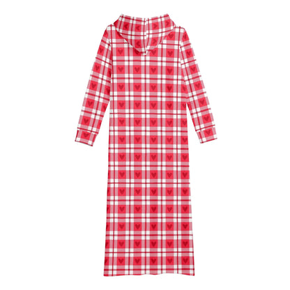 flanell-herzchen-damen-maxi-hoodiekleid-knochellanges-kapuzenkleid-aus-weich-angerautem-fleece-hoodiekleid-jlr-design-5 - JLR Design