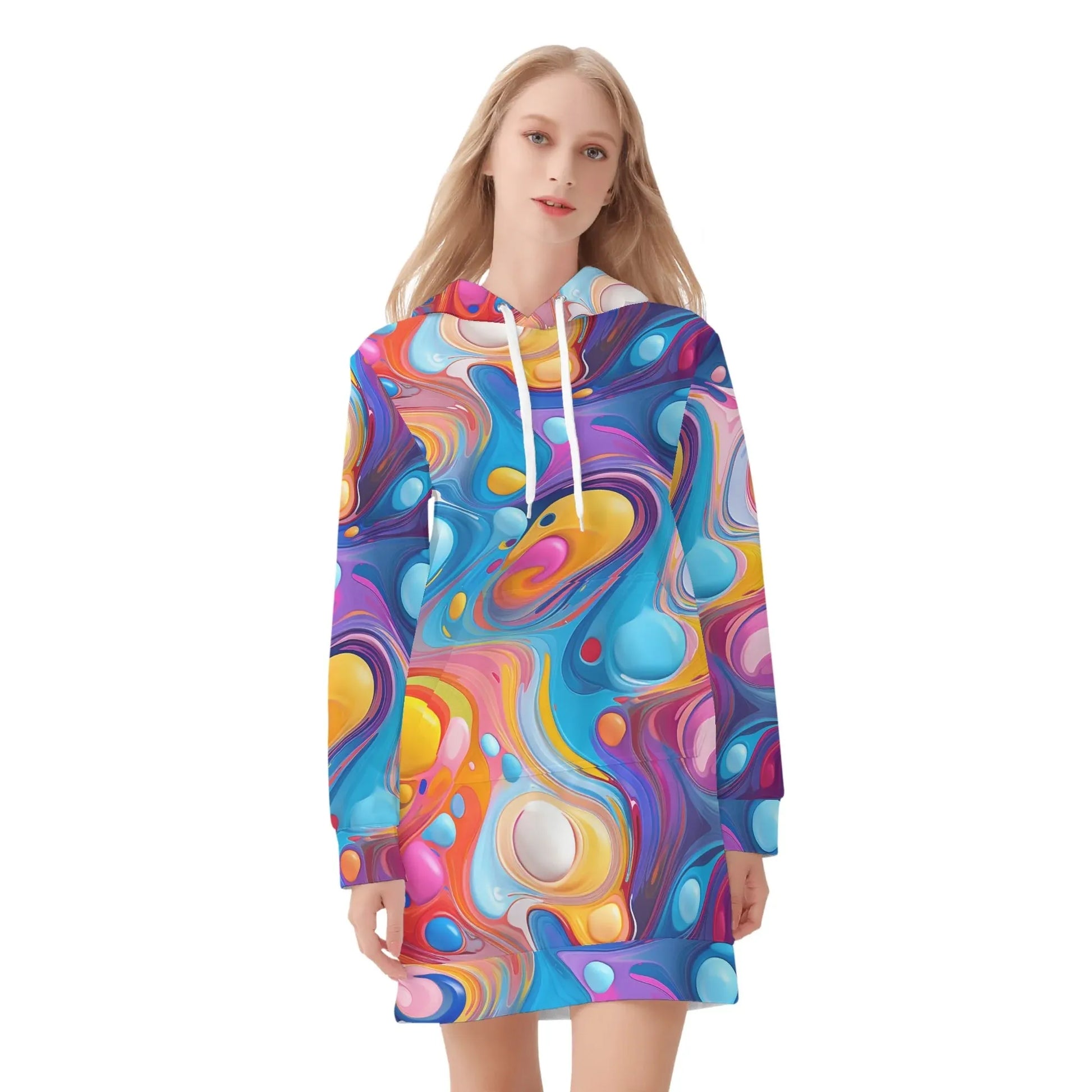 fluid-colors-damen-hoodiekleid-warmes-velvet-kapuzenkleid-aus-weichem-samt-fleece-hoodiekleid-jlr-design-3 - JLR Design