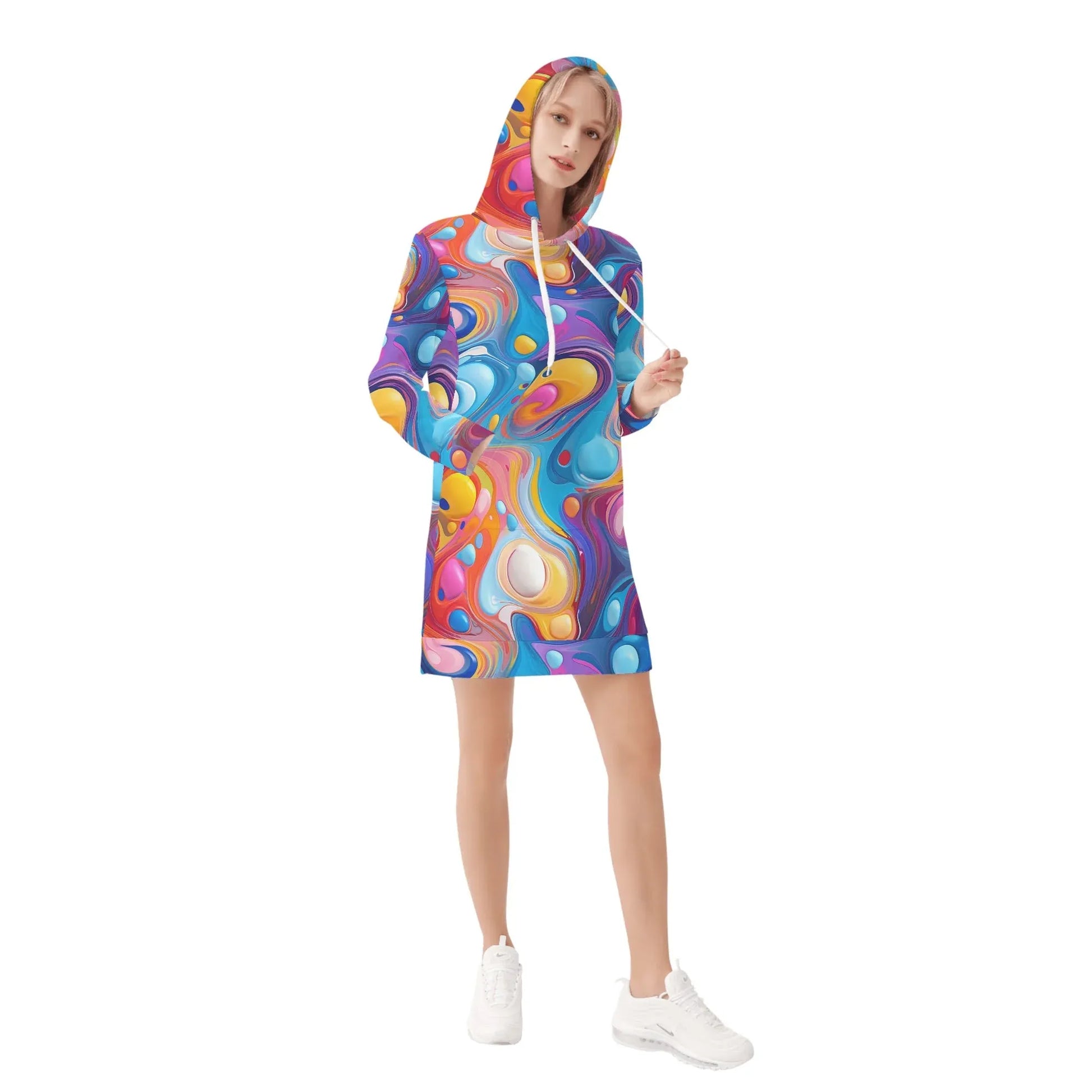 fluid-colors-damen-hoodiekleid-warmes-velvet-kapuzenkleid-aus-weichem-samt-fleece-hoodiekleid-jlr-design-4 - JLR Design