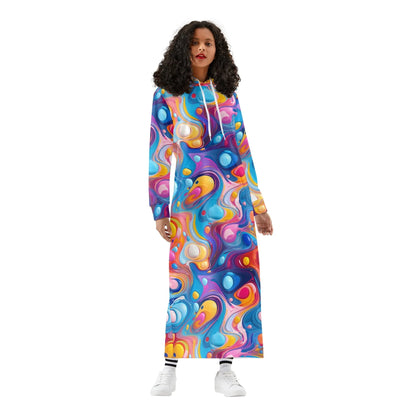 fluid-colors-damen-maxi-hoodiekleid-knochellanges-kapuzenkleid-aus-weich-angerautem-fleece-hoodiekleid-jlr-design-1 - JLR Design
