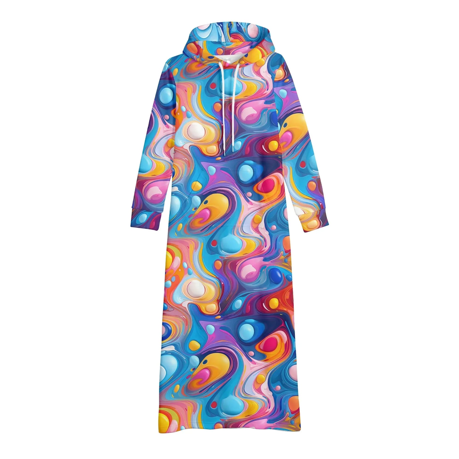 fluid-colors-damen-maxi-hoodiekleid-knochellanges-kapuzenkleid-aus-weich-angerautem-fleece-hoodiekleid-jlr-design-4 - JLR Design