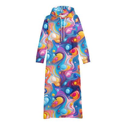 fluid-colors-damen-maxi-hoodiekleid-knochellanges-kapuzenkleid-aus-weich-angerautem-fleece-hoodiekleid-jlr-design-4 - JLR Design