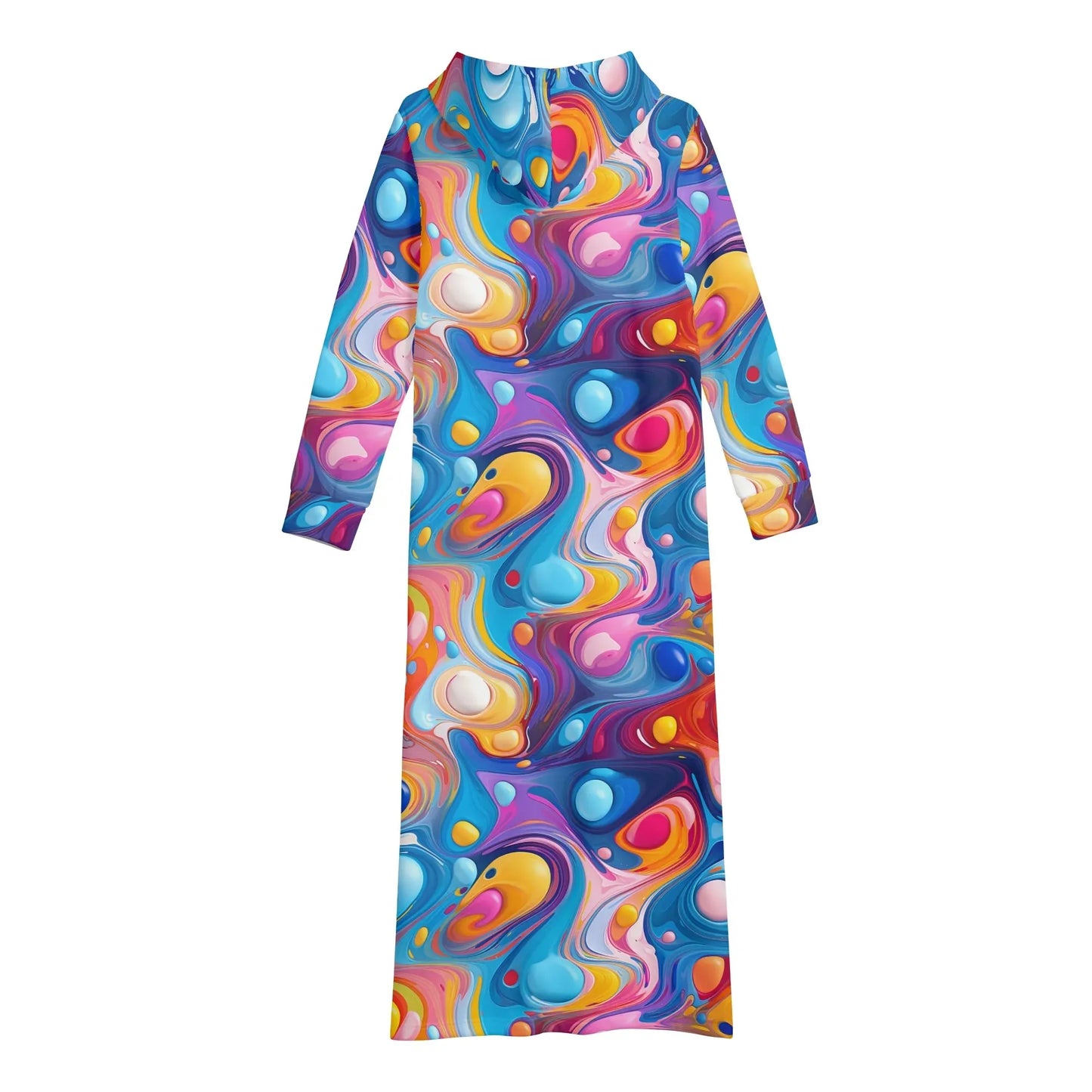 fluid-colors-damen-maxi-hoodiekleid-knochellanges-kapuzenkleid-aus-weich-angerautem-fleece-hoodiekleid-jlr-design-5 - JLR Design