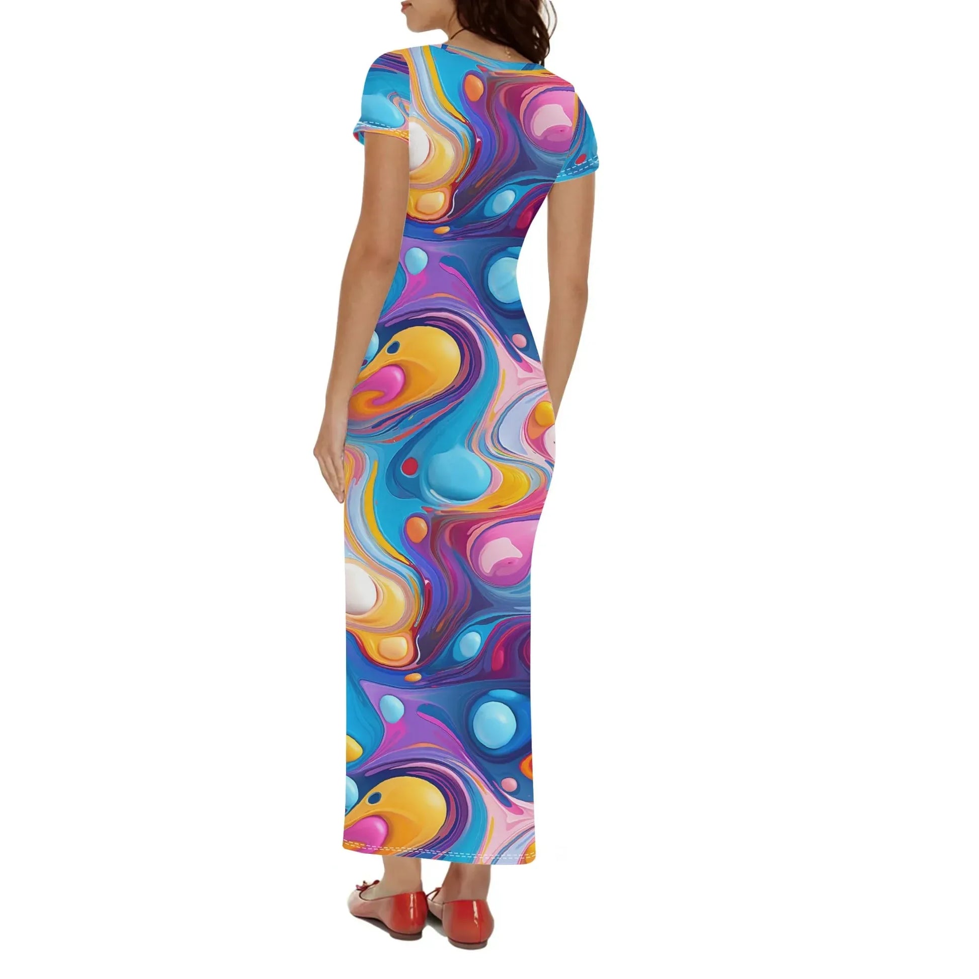 fluid-colors-short-sleeve-long-dress-long-dress-jlr-design-2 - JLR Design