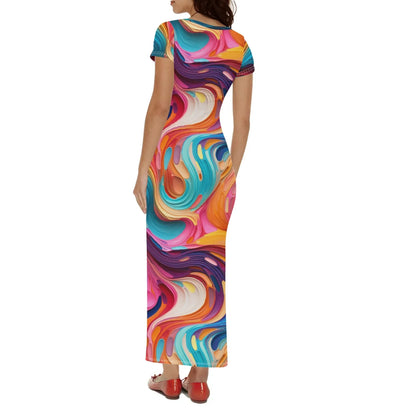fluid-colours-camouflage-short-sleeve-long-dress-long-dress-jlr-design-2 - JLR Design
