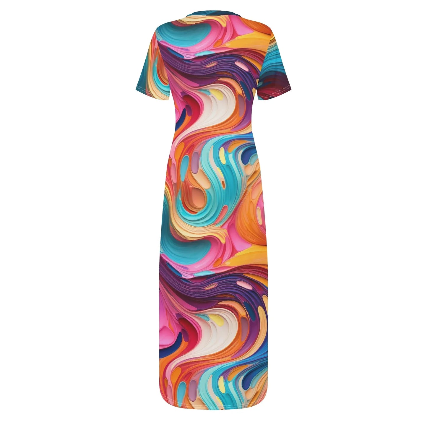 fluid-colours-camouflage-short-sleeve-long-dress-long-dress-jlr-design-4 - JLR Design