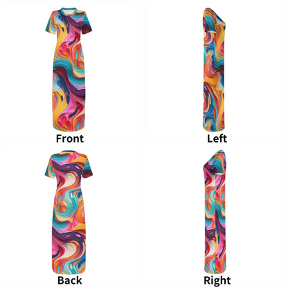 fluid-colours-camouflage-short-sleeve-long-dress-long-dress-jlr-design-7 - JLR Design