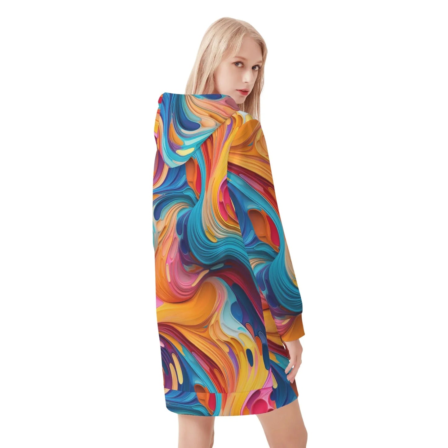 flussige-farben-damen-hoodiekleid-warmes-velvet-kapuzenkleid-aus-weichem-samt-fleece-hoodiekleid-jlr-design-2 - JLR Design