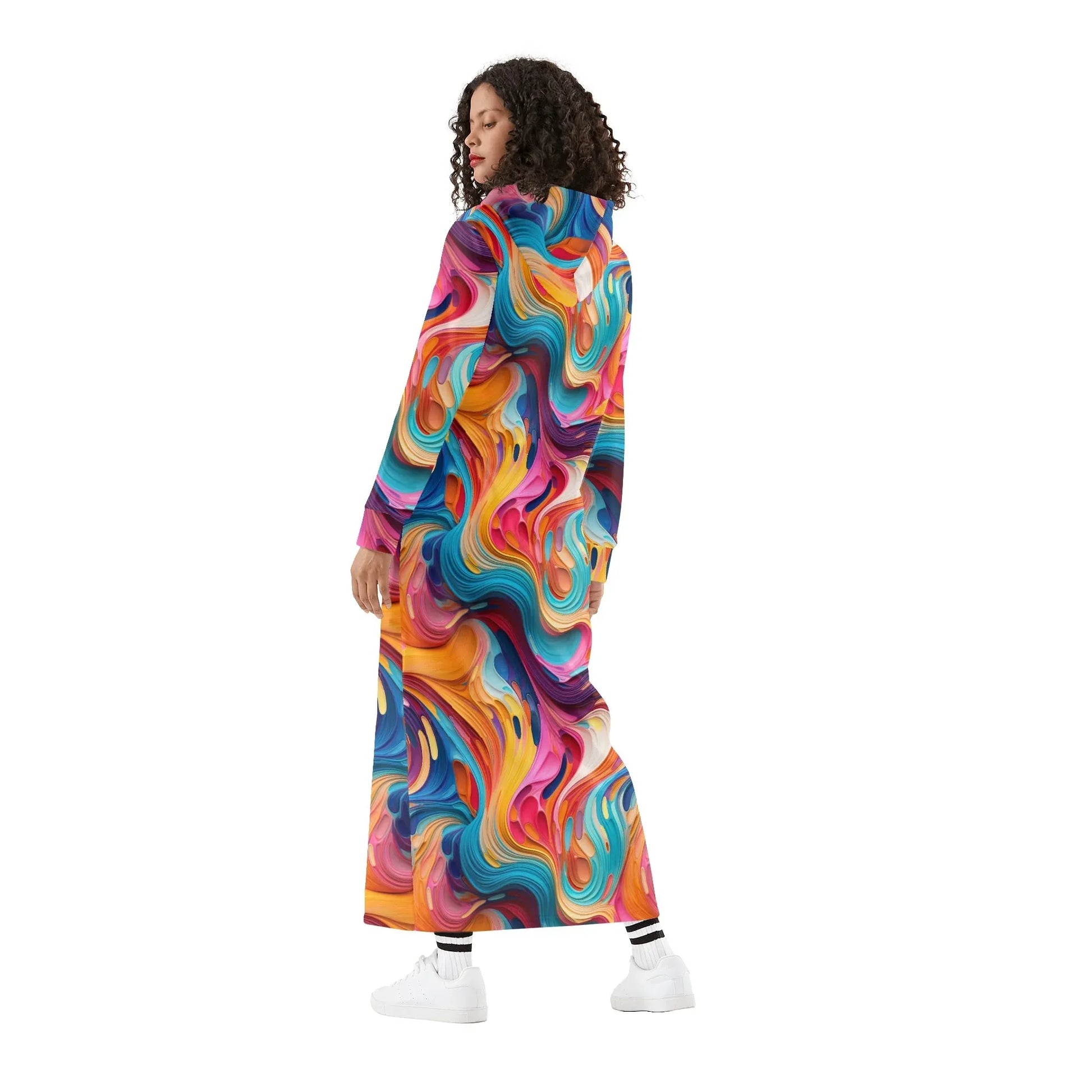 flussige-farben-damen-maxi-hoodiekleid-knochellanges-kapuzenkleid-aus-weich-angerautem-fleece-hoodiekleid-jlr-design-2 - JLR Design