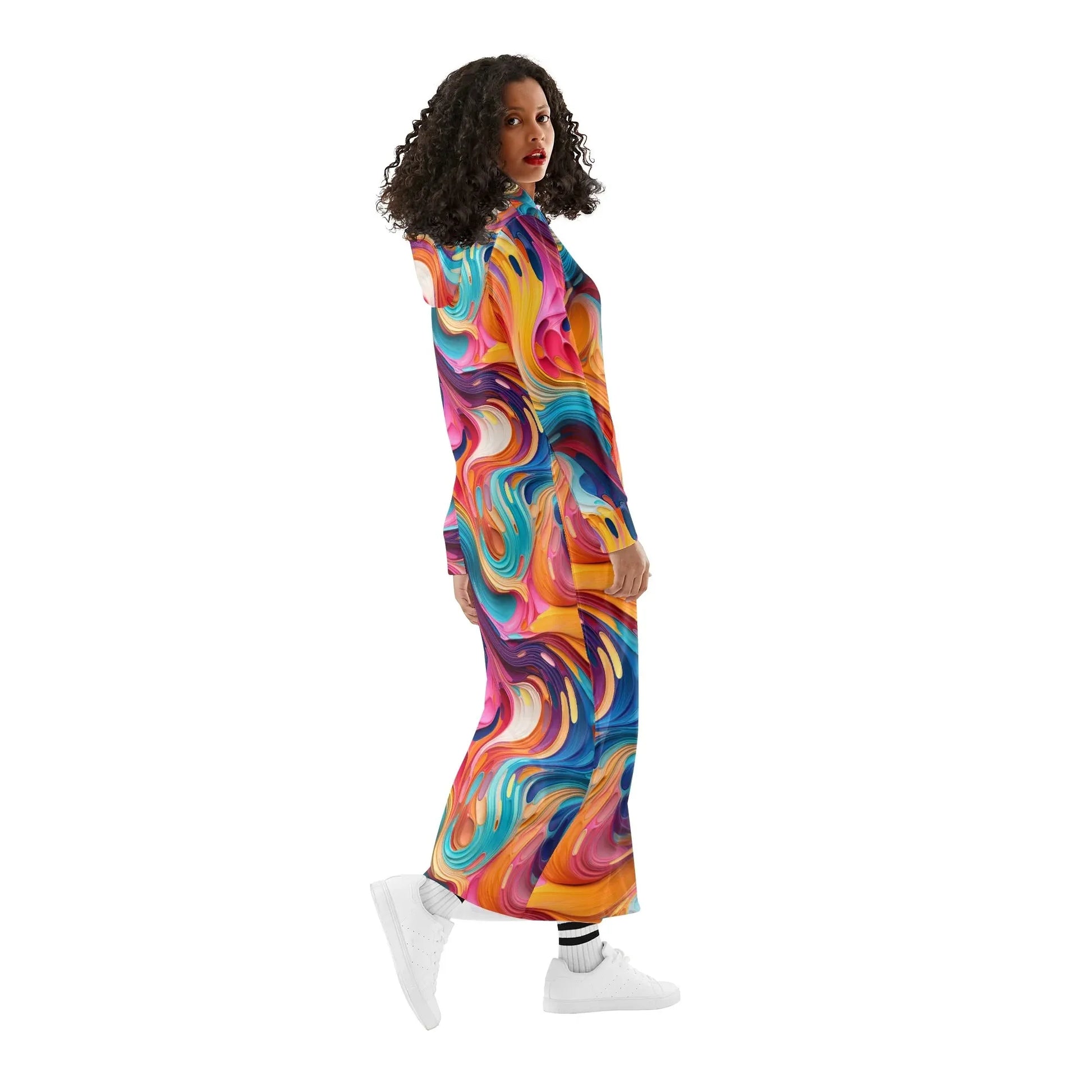 flussige-farben-damen-maxi-hoodiekleid-knochellanges-kapuzenkleid-aus-weich-angerautem-fleece-hoodiekleid-jlr-design-3 - JLR Design