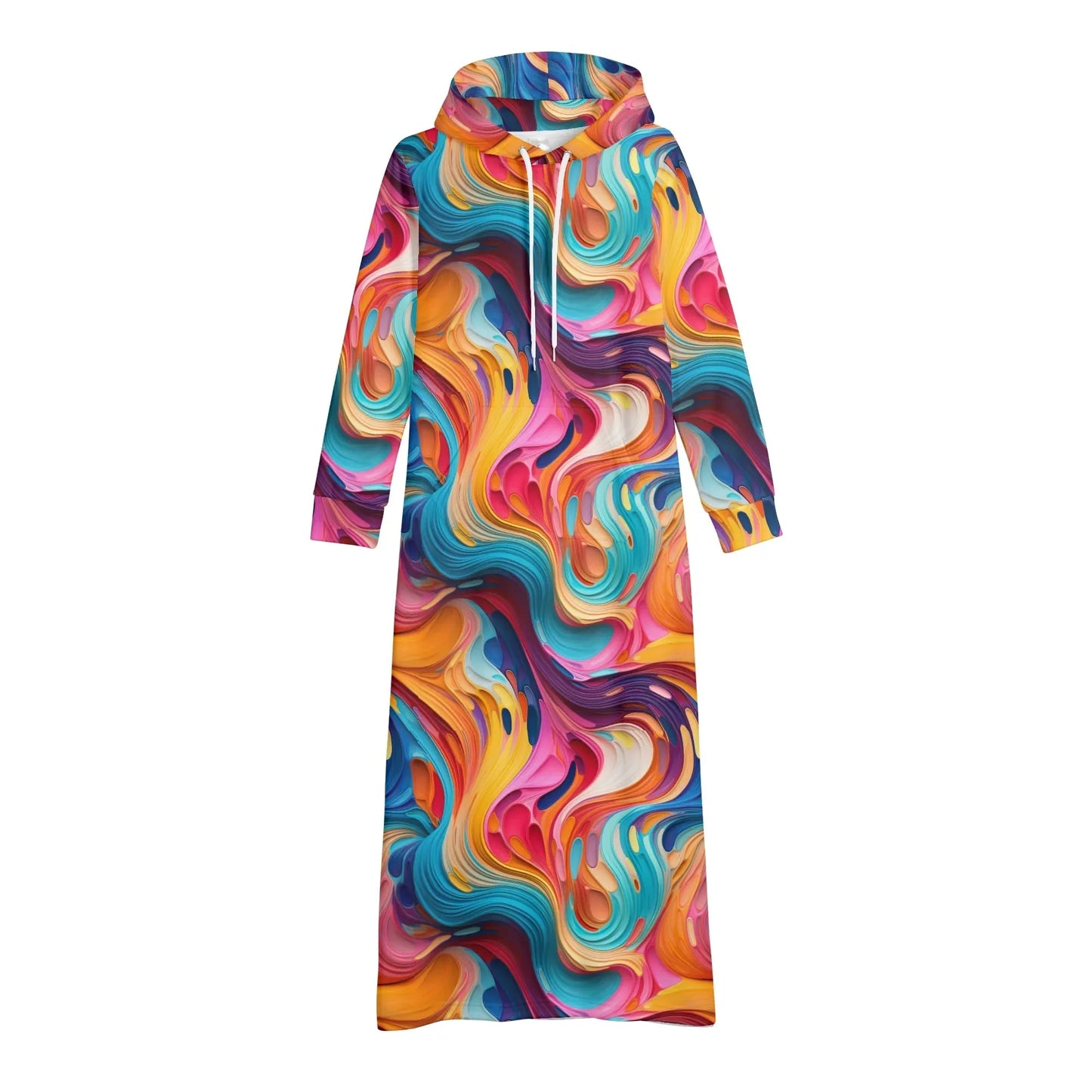 flussige-farben-damen-maxi-hoodiekleid-knochellanges-kapuzenkleid-aus-weich-angerautem-fleece-hoodiekleid-jlr-design-4 - JLR Design