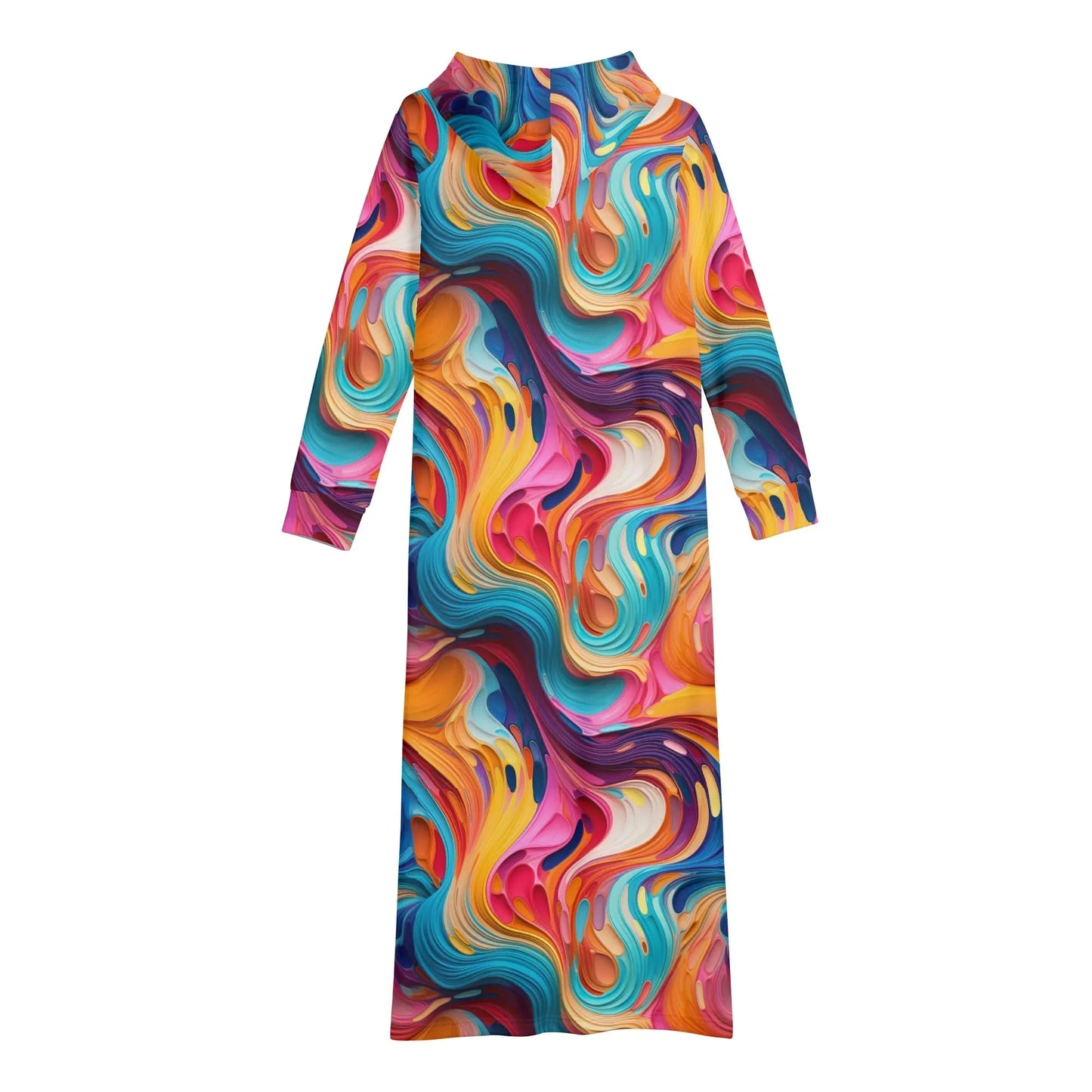 flussige-farben-damen-maxi-hoodiekleid-knochellanges-kapuzenkleid-aus-weich-angerautem-fleece-hoodiekleid-jlr-design-5 - JLR Design