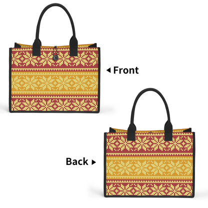 gelb-braun-gestricktes-schneemuster-premium-canvas-shopper-tasche-tragetasche-jlr-design-8 - JLR Design