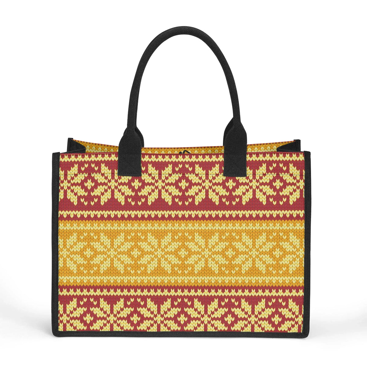 gelb-braun-gestricktes-schneemuster-premium-canvas-shopper-tasche-tragetasche-jlr-design-jlr-design-de-2 - JLR Design