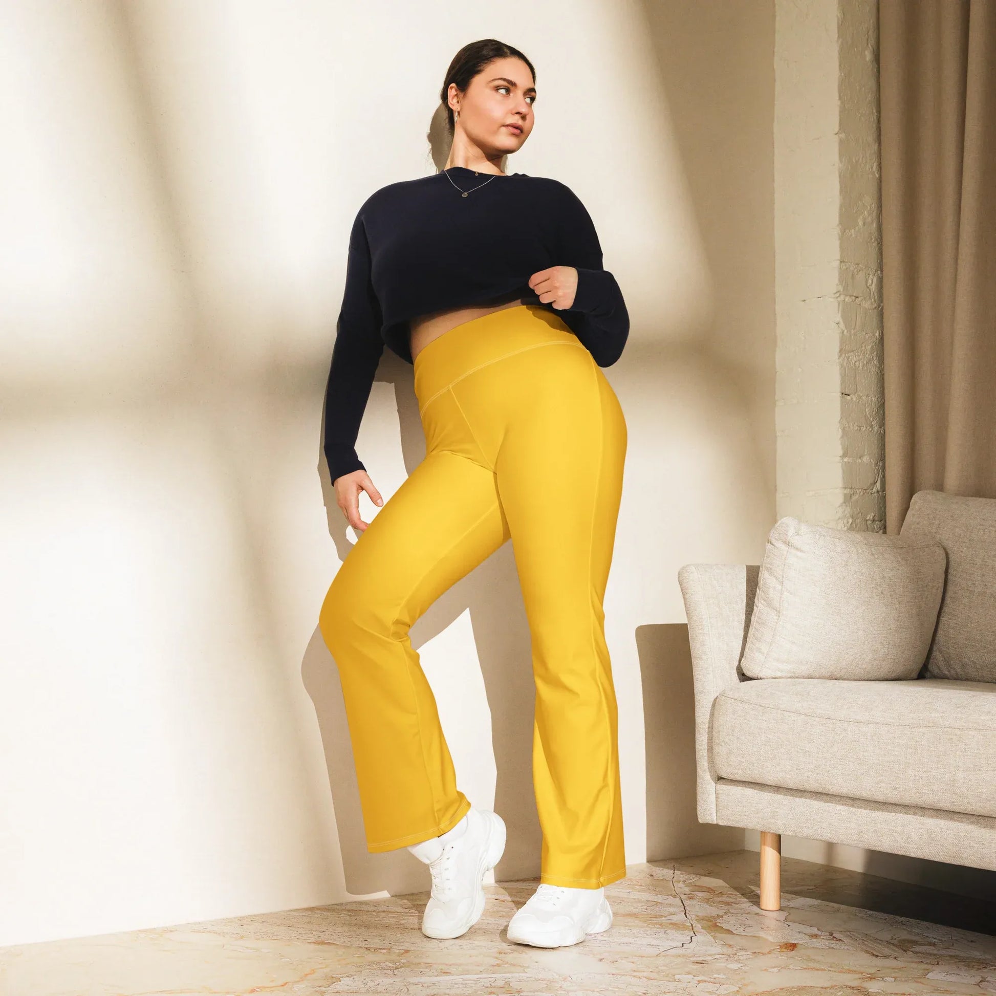 gelbe-high-waist-flare-leggings-flare-leggings-jlr-design-4 - JLR Design