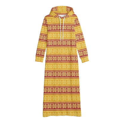 gelbe-schneeflocke-damen-maxi-hoodiekleid-knochellanges-kapuzenkleid-aus-weich-angerautem-fleece-hoodiekleid-jlr-design-4 - JLR Design