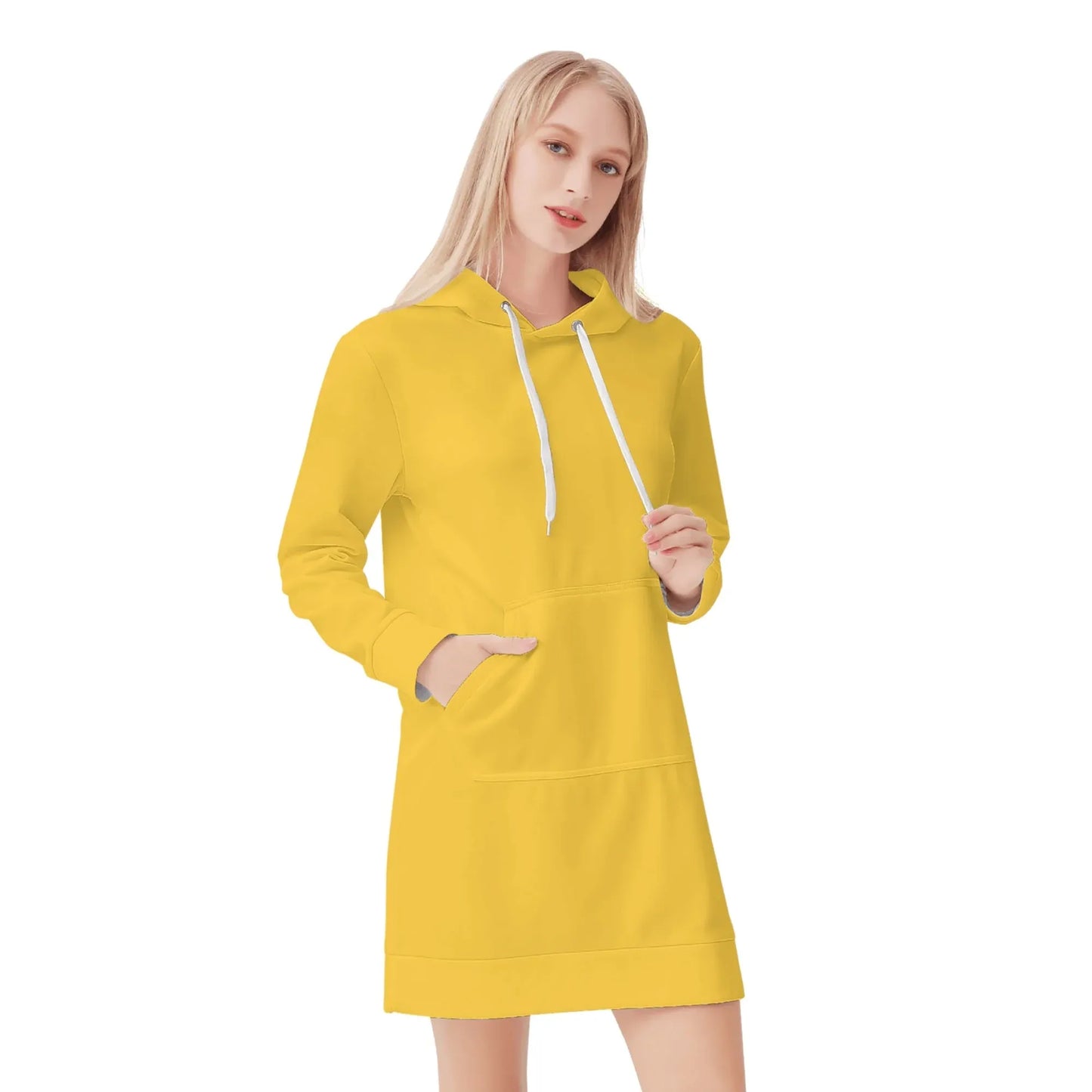 gelbes-damen-hoodiekleid-warmes-velvet-kapuzenkleid-aus-weichem-samt-fleece-hoodiekleid-jlr-design-1 - JLR Design