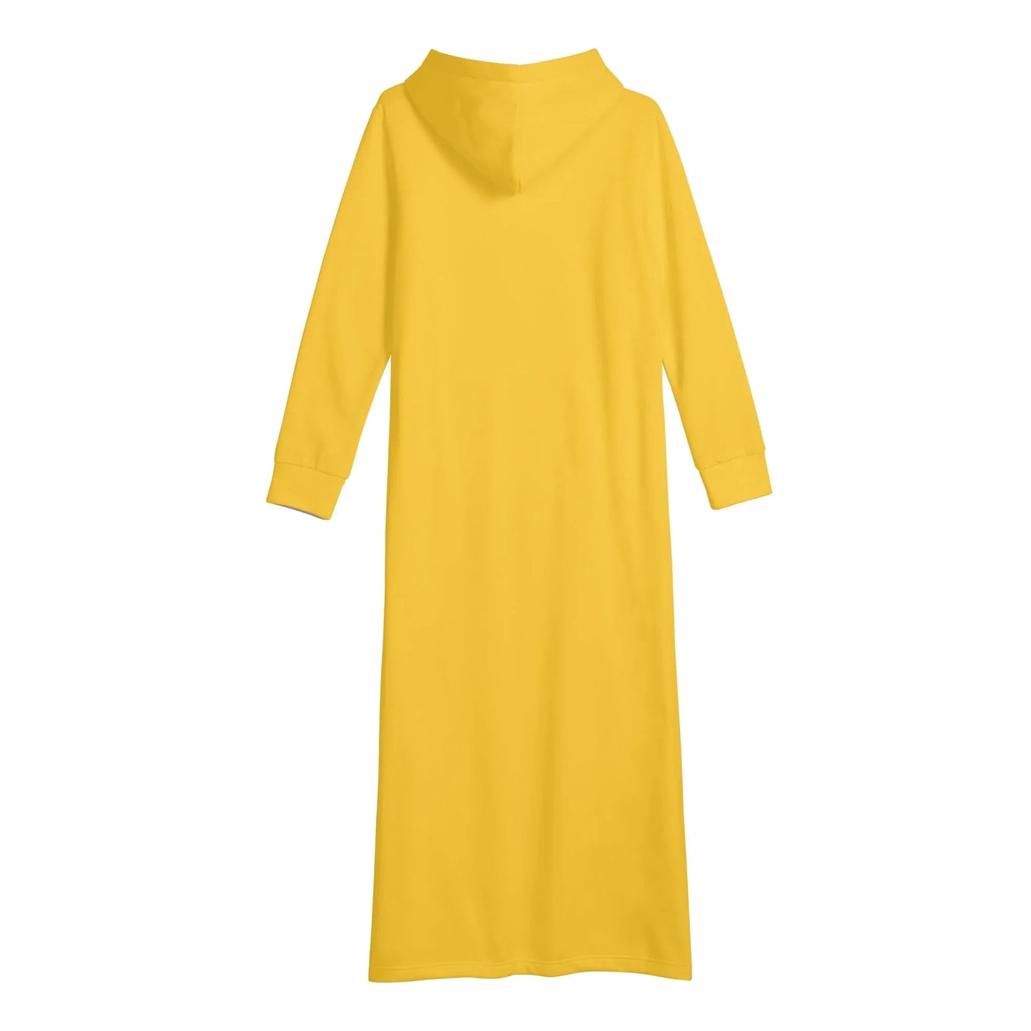 gelbes-damen-maxi-hoodiekleid-knochellanges-kapuzenkleid-aus-weich-angerautem-fleece-hoodiekleid-jlr-design-5 - JLR Design