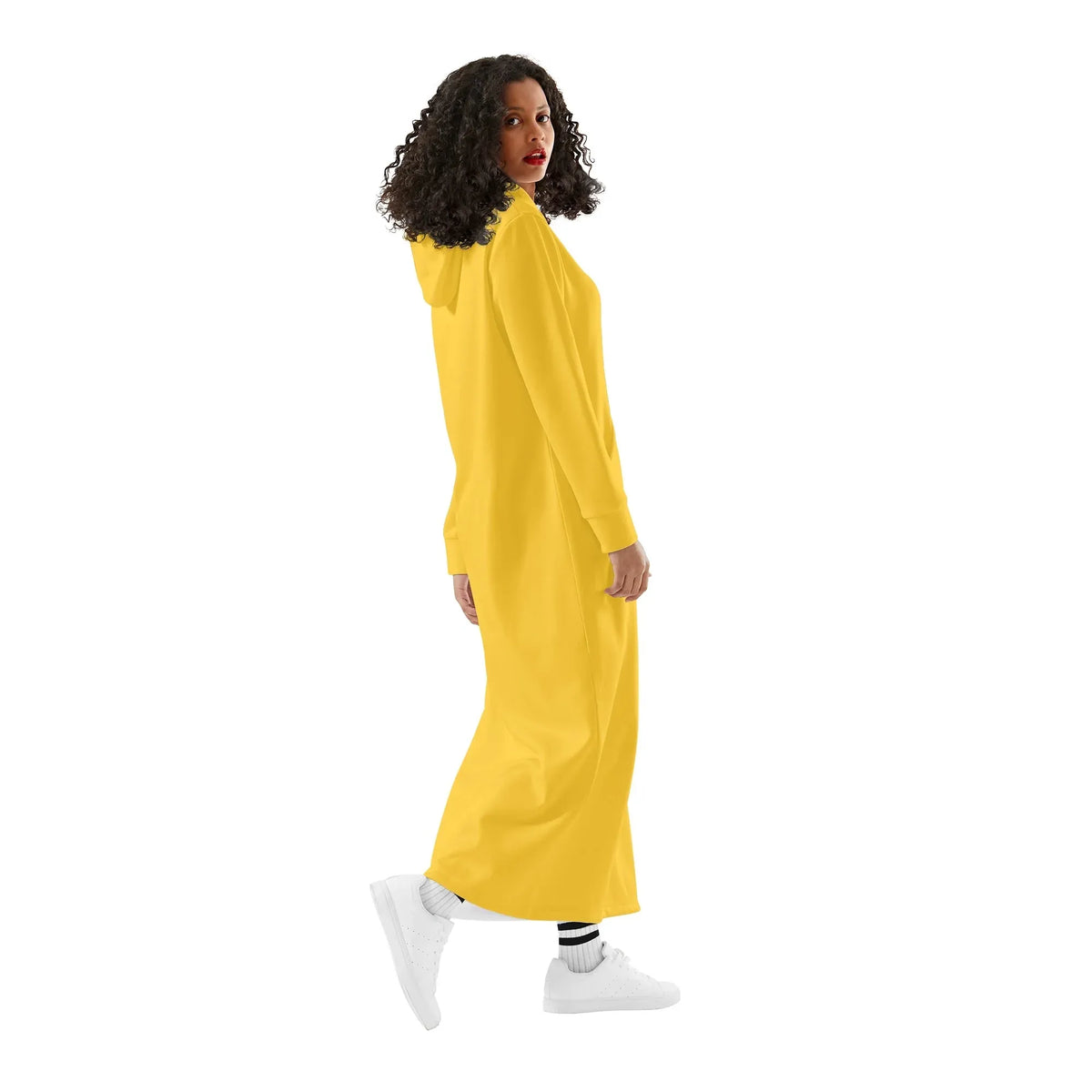 gelbes-damen-maxi-hoodiekleid-knochellanges-kapuzenkleid-aus-weich-angerautem-fleece-hoodiekleid-jlr-design-jlr-design-de-3 - JLR Design