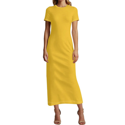 gelbes-short-sleeve-long-dress-long-dress-jlr-design-1 - JLR Design