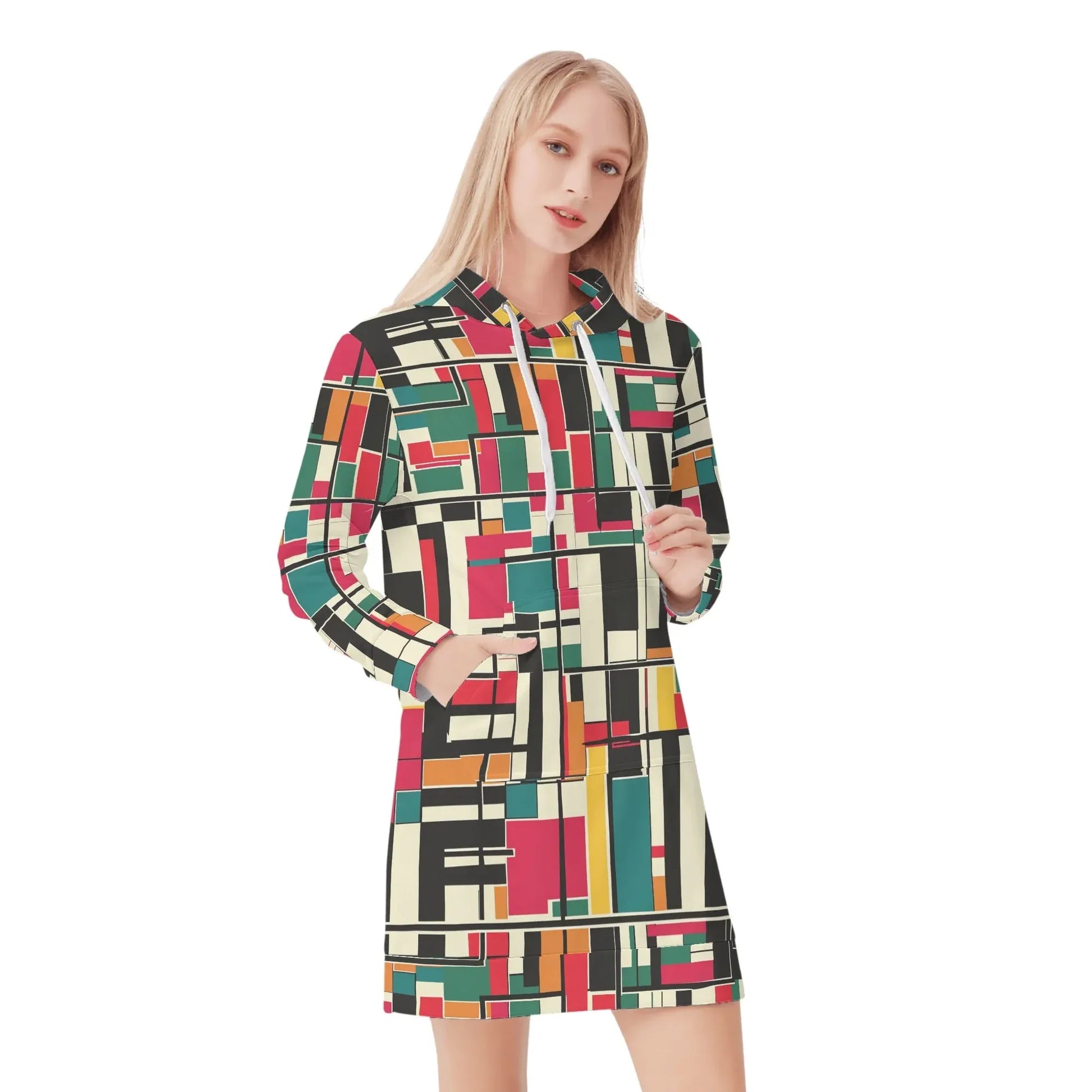 geometry-v2-damen-hoodiekleid-warmes-velvet-kapuzenkleid-aus-weichem-samt-fleece-hoodiekleid-jlr-design-1 - JLR Design