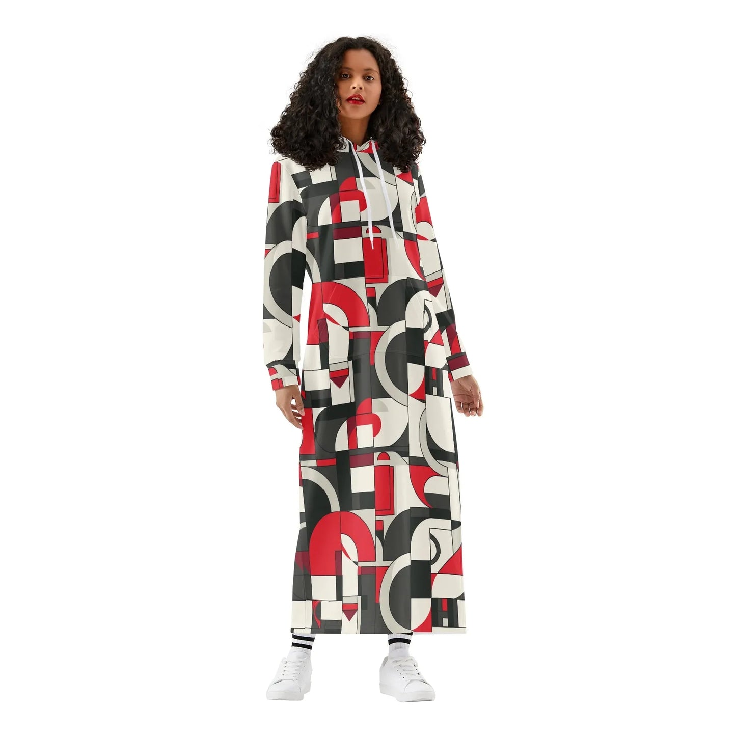 geometry-v4-damen-maxi-hoodiekleid-knochellanges-kapuzenkleid-aus-weich-angerautem-fleece-hoodiekleid-jlr-design-1 - JLR Design