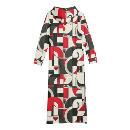 geometry-v4-damen-maxi-hoodiekleid-knochellanges-kapuzenkleid-aus-weich-angerautem-fleece-hoodiekleid-jlr-design-5 - JLR Design