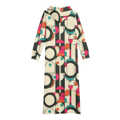 geometry-v5-damen-maxi-hoodiekleid-knochellanges-kapuzenkleid-aus-weich-angerautem-fleece-hoodiekleid-jlr-design-5 - JLR Design