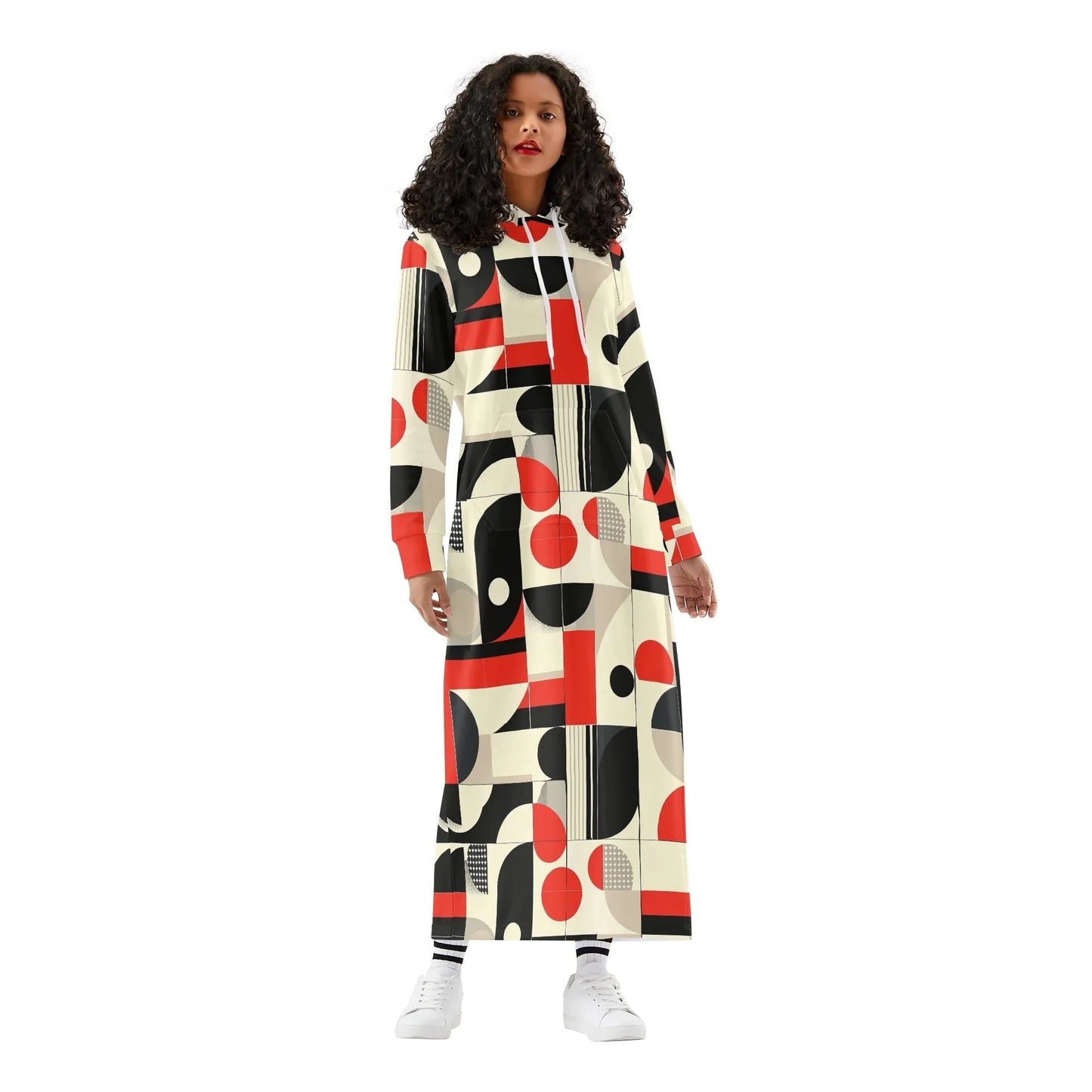 geometry-v6-damen-maxi-hoodiekleid-knochellanges-kapuzenkleid-aus-weich-angerautem-fleece-hoodiekleid-jlr-design-1 - JLR Design