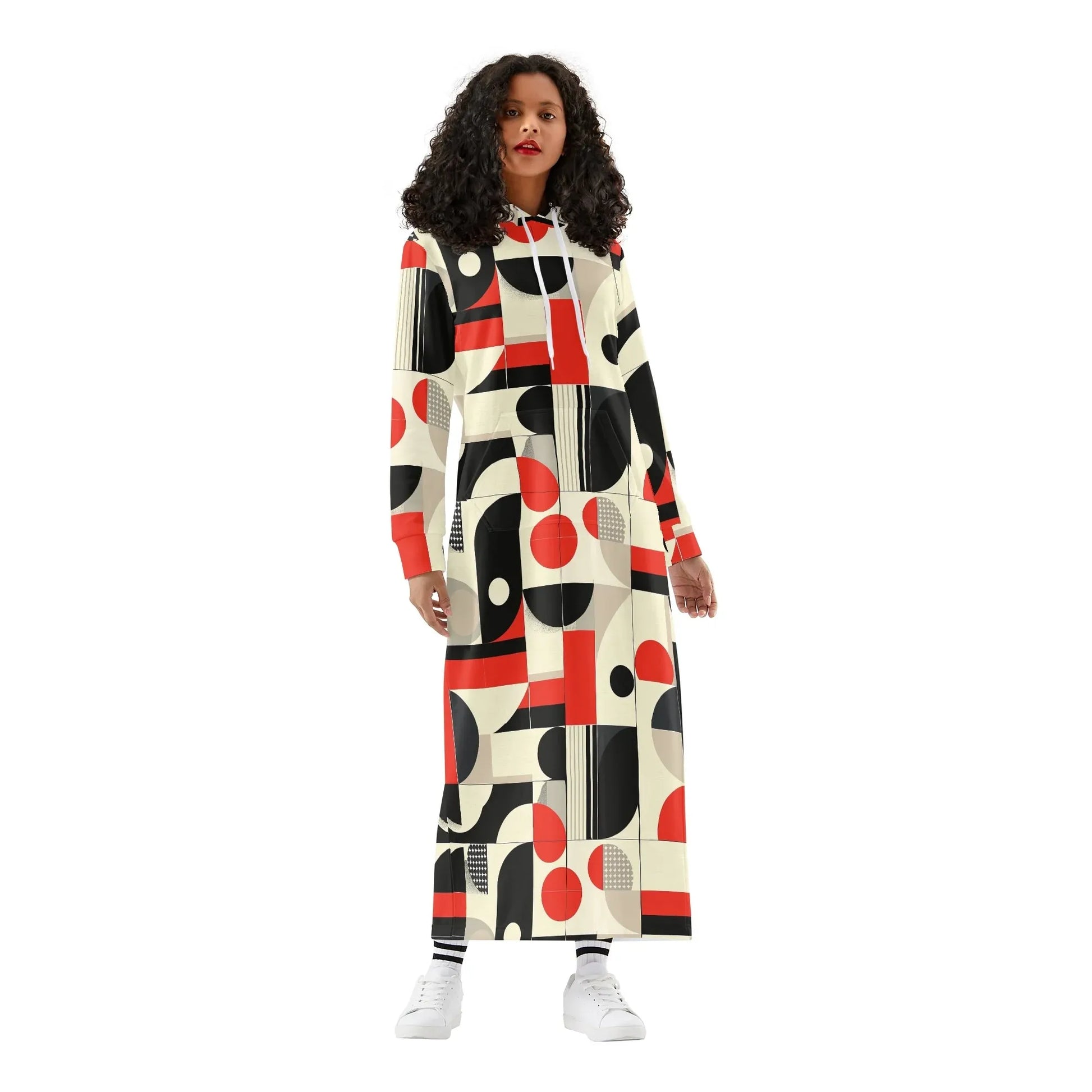 geometry-v6-damen-maxi-hoodiekleid-knochellanges-kapuzenkleid-aus-weich-angerautem-fleece-hoodiekleid-jlr-design-1 - JLR Design