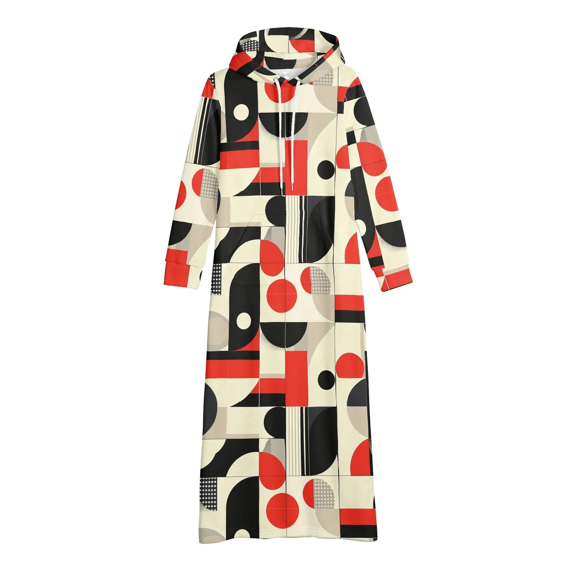 geometry-v6-damen-maxi-hoodiekleid-knochellanges-kapuzenkleid-aus-weich-angerautem-fleece-hoodiekleid-jlr-design-4 - JLR Design