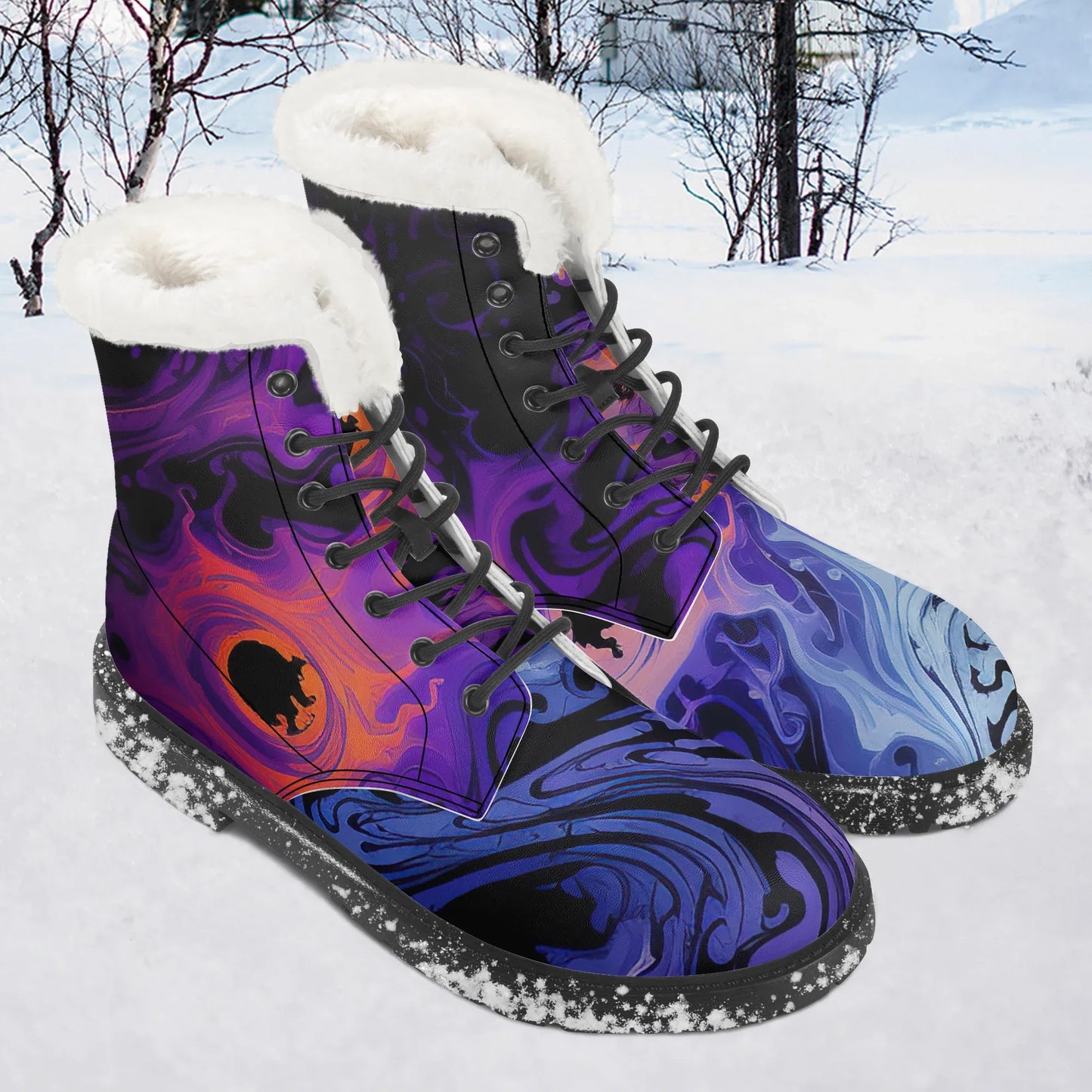 gothic-tie-dye-v1-faux-fur-leder-boots-boots-jlr-design-1 - JLR Design