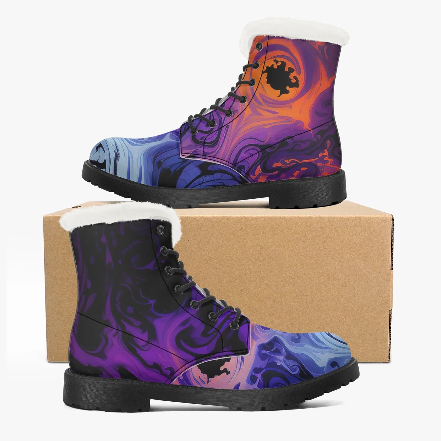 gothic-tie-dye-v1-faux-fur-leder-boots-boots-jlr-design-5 - JLR Design