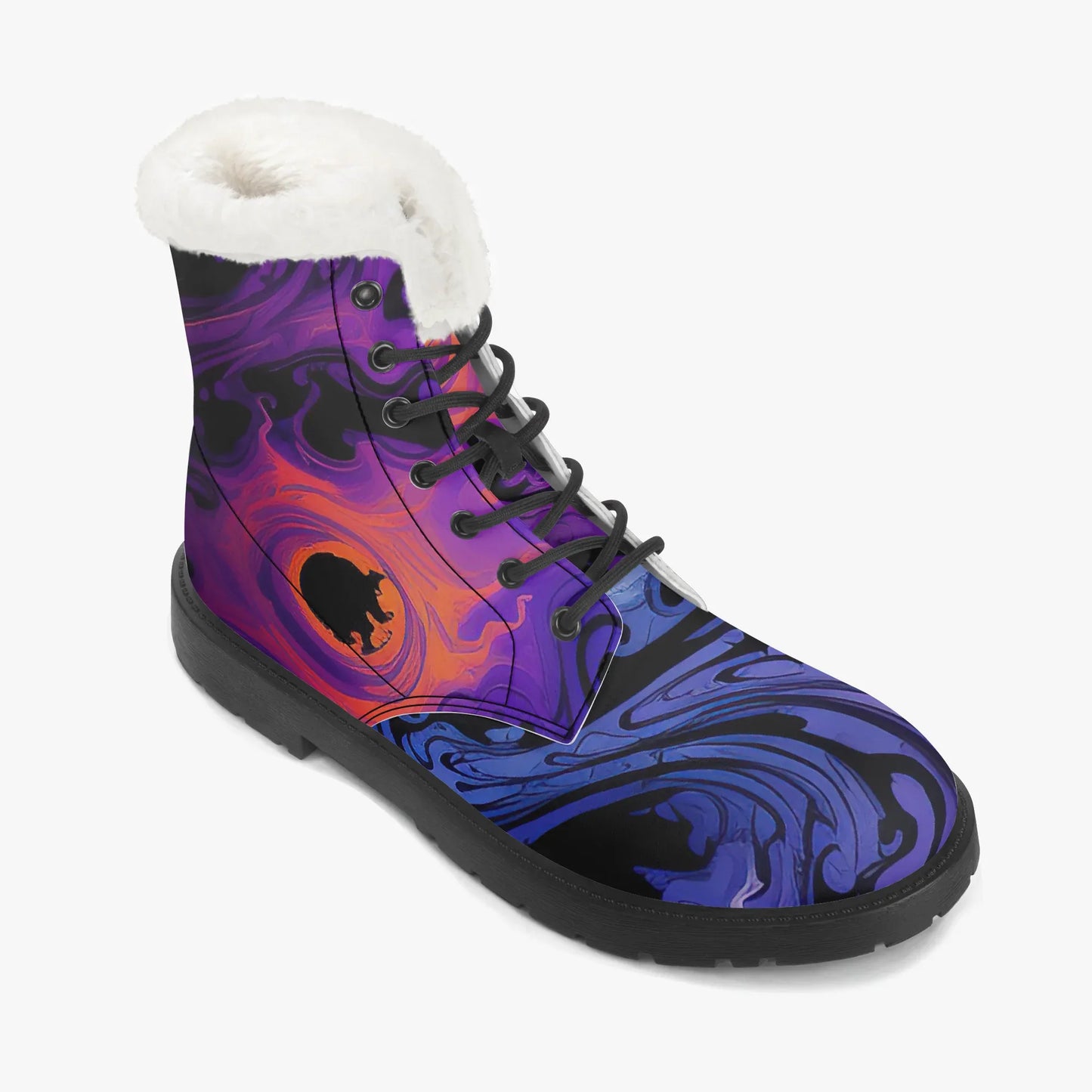gothic-tie-dye-v1-faux-fur-leder-boots-boots-jlr-design-7 - JLR Design