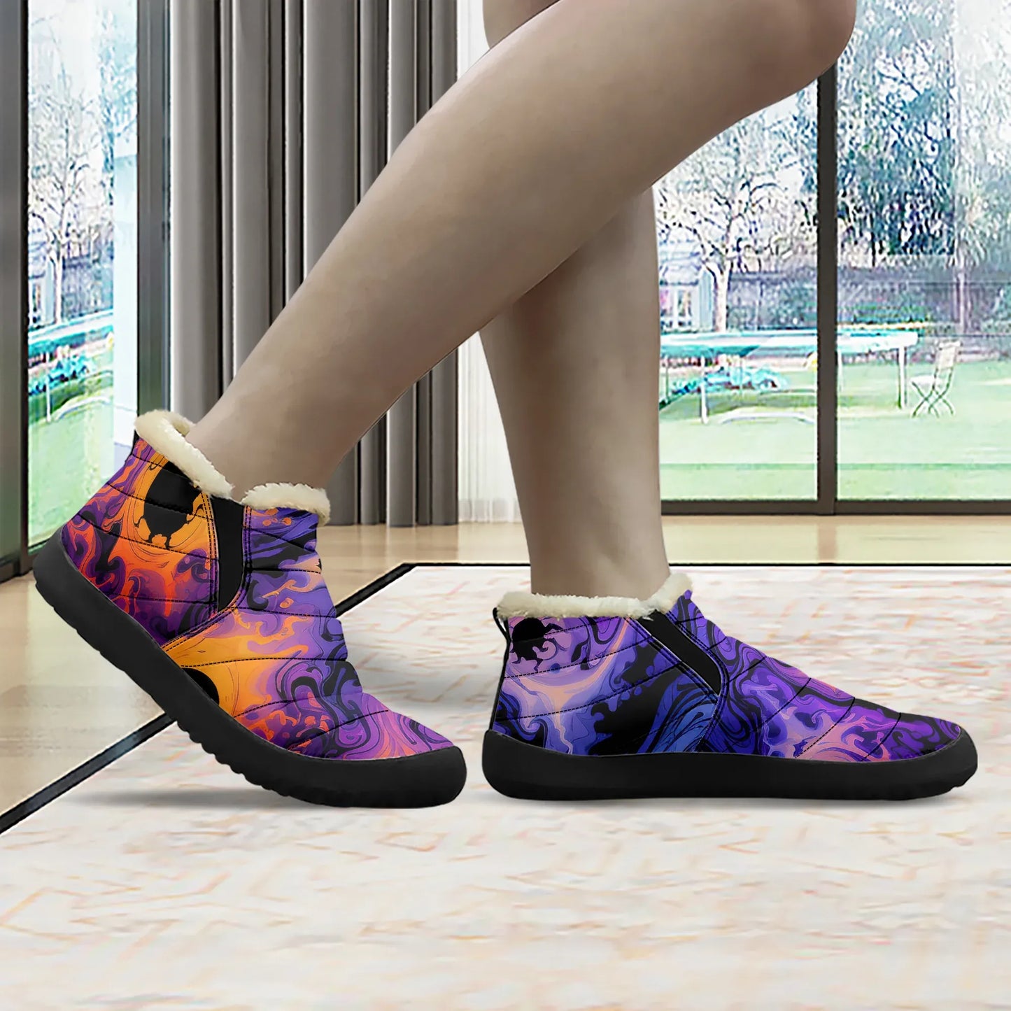 gothic-tie-dye-v1-faux-fur-slipper-slipper-jlr-design-3 - JLR Design