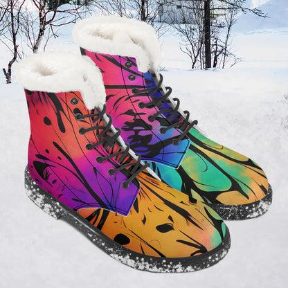 gothic-tie-dye-v2-faux-fur-leder-boots-boots-jlr-design-1 - JLR Design