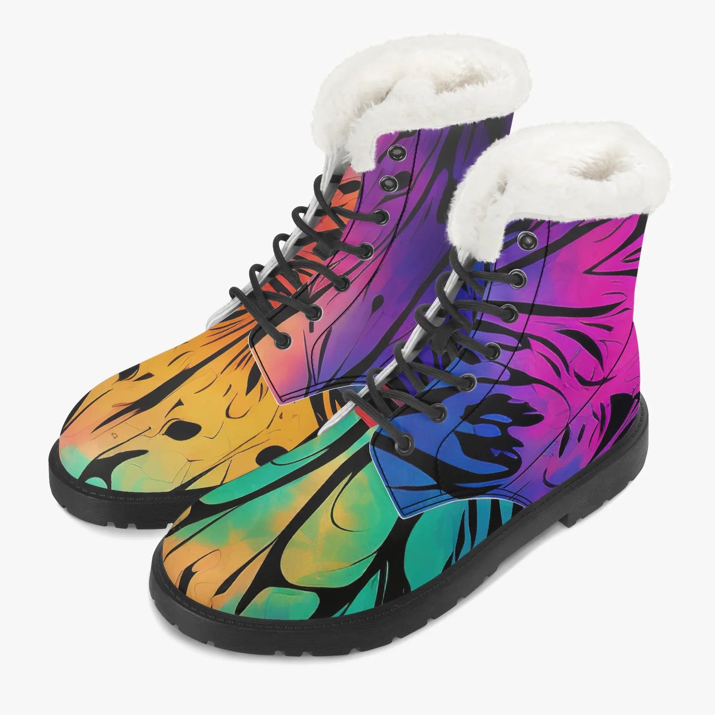 gothic-tie-dye-v2-faux-fur-leder-boots-boots-jlr-design-2 - JLR Design
