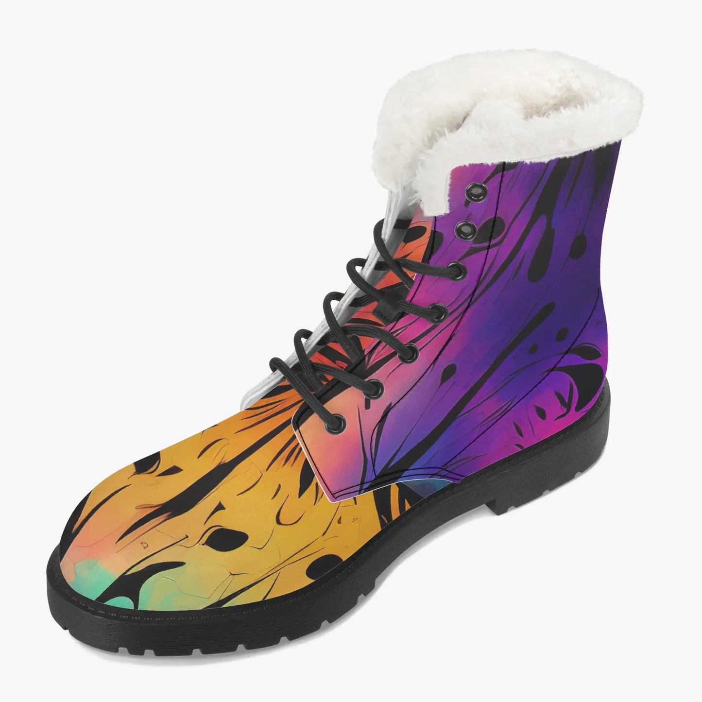 gothic-tie-dye-v2-faux-fur-leder-boots-boots-jlr-design-3 - JLR Design