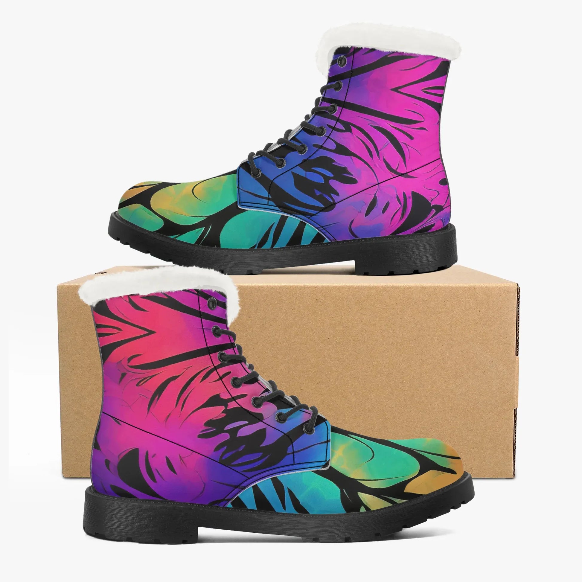gothic-tie-dye-v2-faux-fur-leder-boots-boots-jlr-design-5 - JLR Design