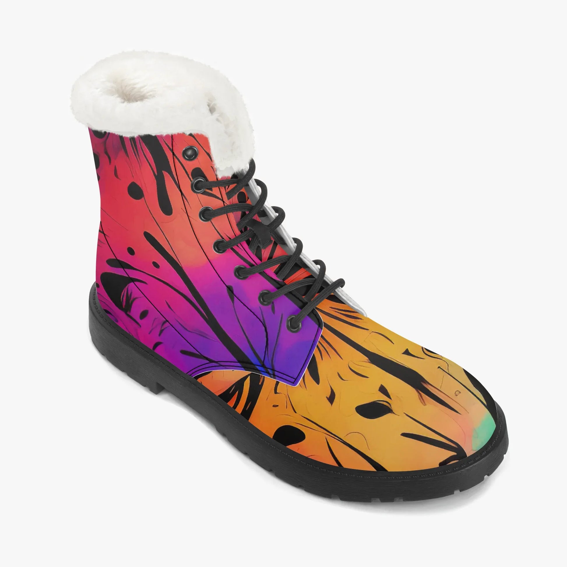 gothic-tie-dye-v2-faux-fur-leder-boots-boots-jlr-design-7 - JLR Design