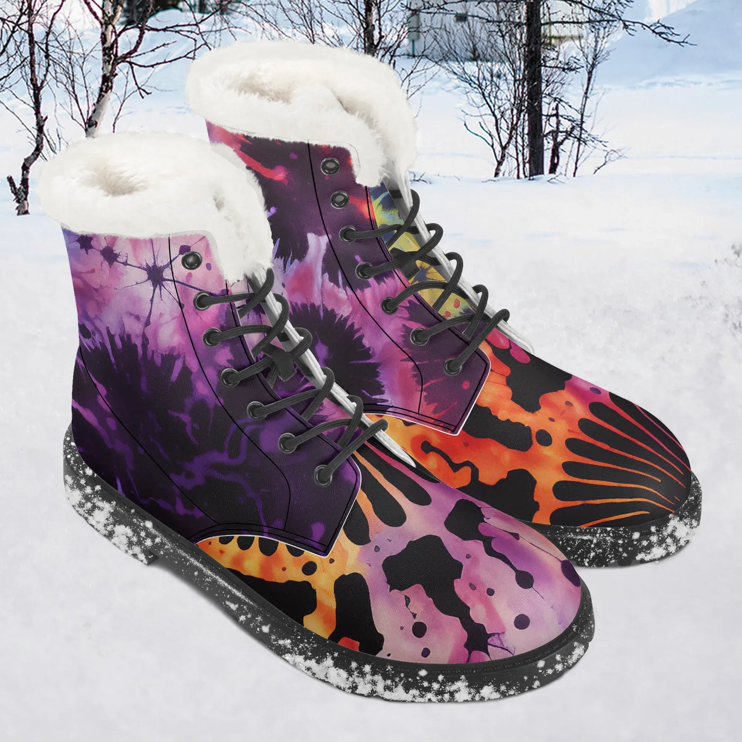 gothic-tie-dye-v3-faux-fur-leder-boots-boots-jlr-design-1 - JLR Design